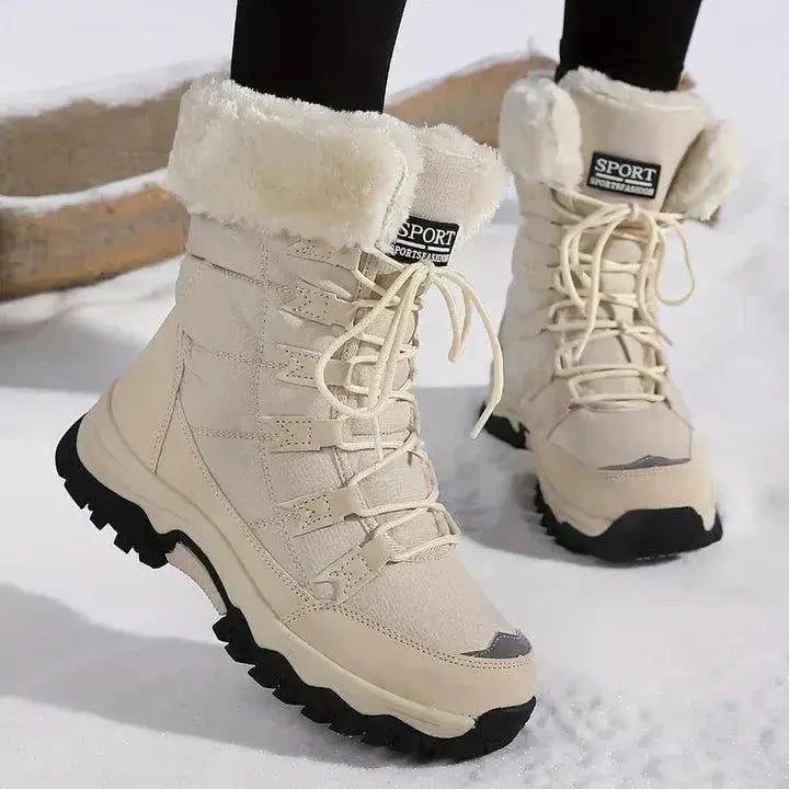 Women's Winter Boots Waterproof Warm Faux Fur Lined - Beige