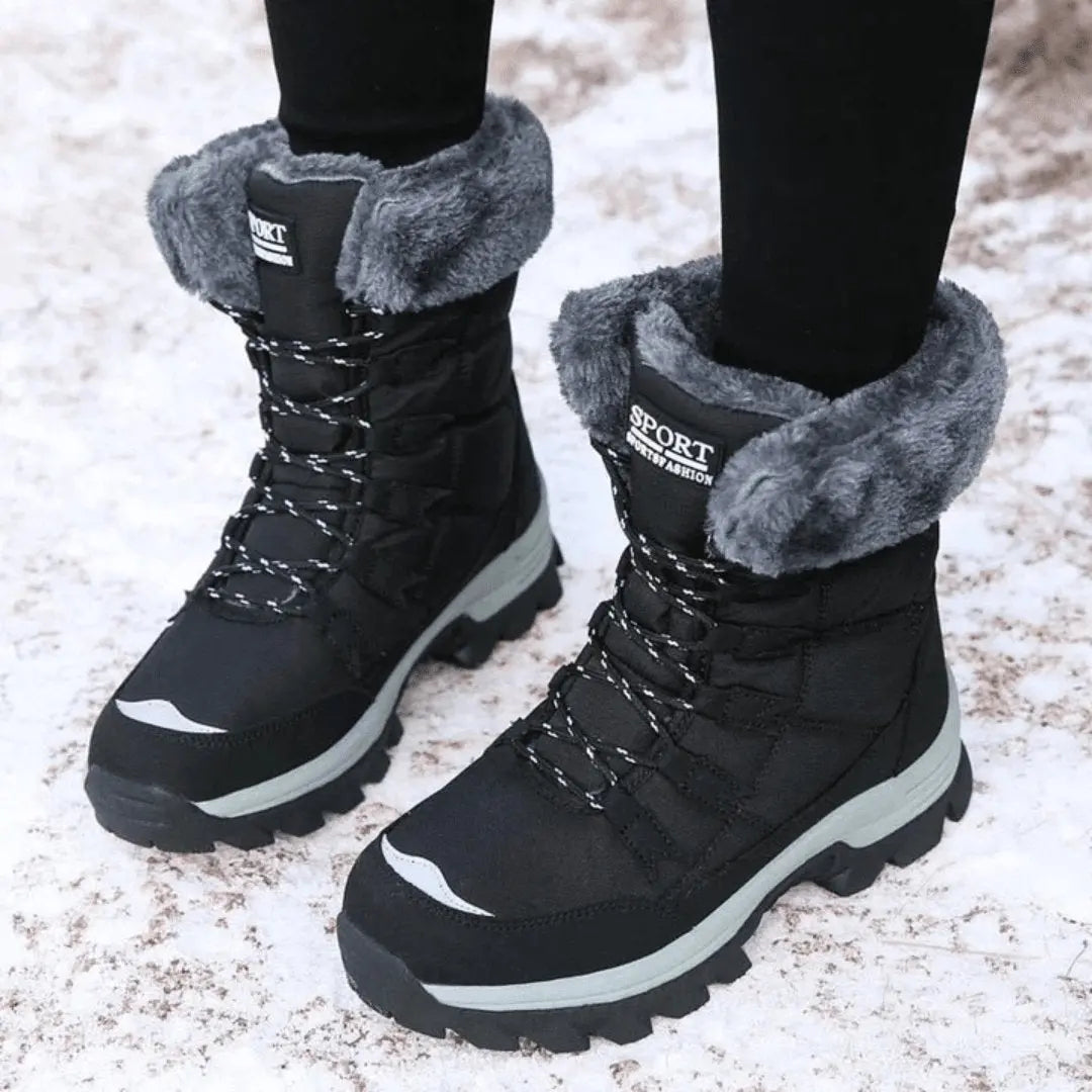 Women's Winter Boots Waterproof Warm Faux Fur Lined - Black