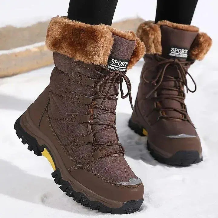 Women's Winter Boots Waterproof Warm Faux Fur Lined - Brown