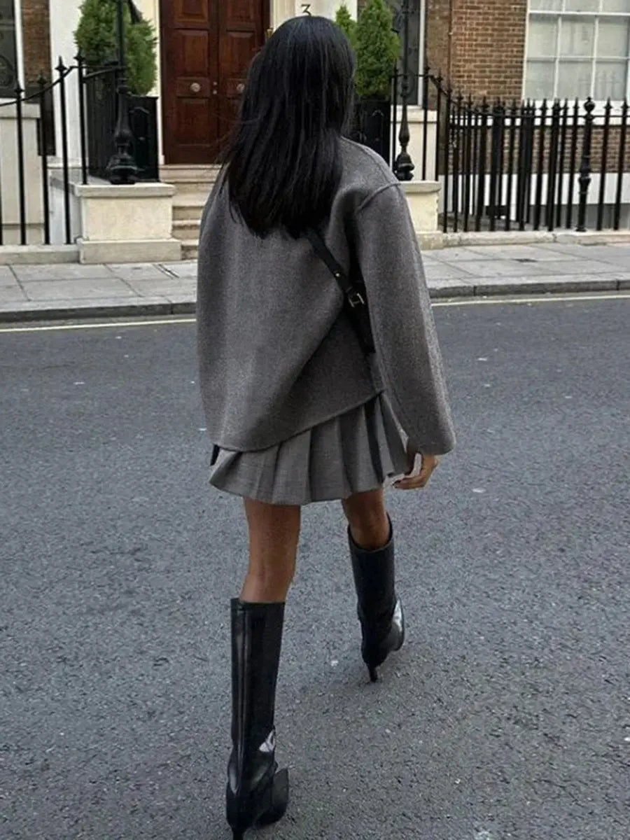 Women's Winter Coat Double Breasted Stand Collar Pea Coat