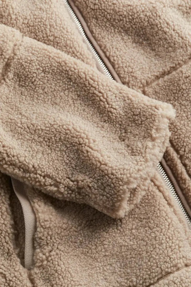 Women's Winter Coat Relaxed Fit Teddy Fleece Zip-Up Jacket