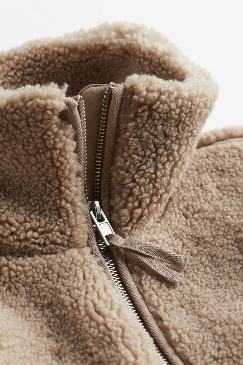 Women's Winter Coat Relaxed Fit Teddy Fleece Zip-Up Jacket