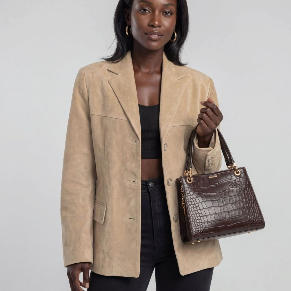Women's Wool Blend Single-Breasted Lapel Overcoat - Cream