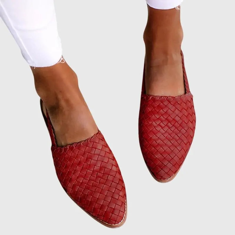 Women's Woven Flat Shoes Slip-On Orthopedic Support - Red