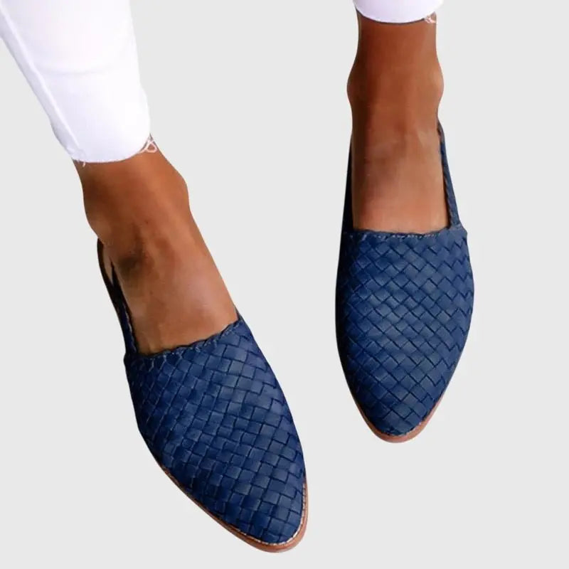 Women's Woven Flat Shoes Slip-On Orthopedic Support - Blue