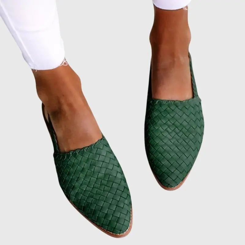 Women's Woven Flat Shoes Slip-On Orthopedic Support - Green