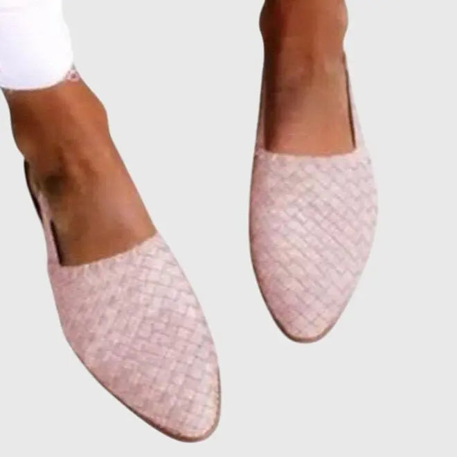 Women's Woven Flat Shoes Slip-On Orthopedic Support - Light pink