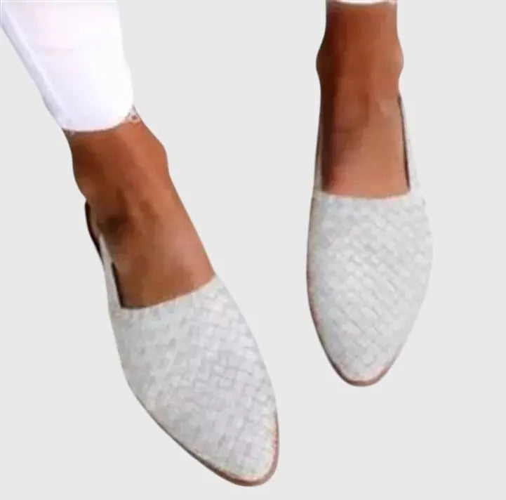 Women's Woven Flat Shoes Slip-On Orthopedic Support - White