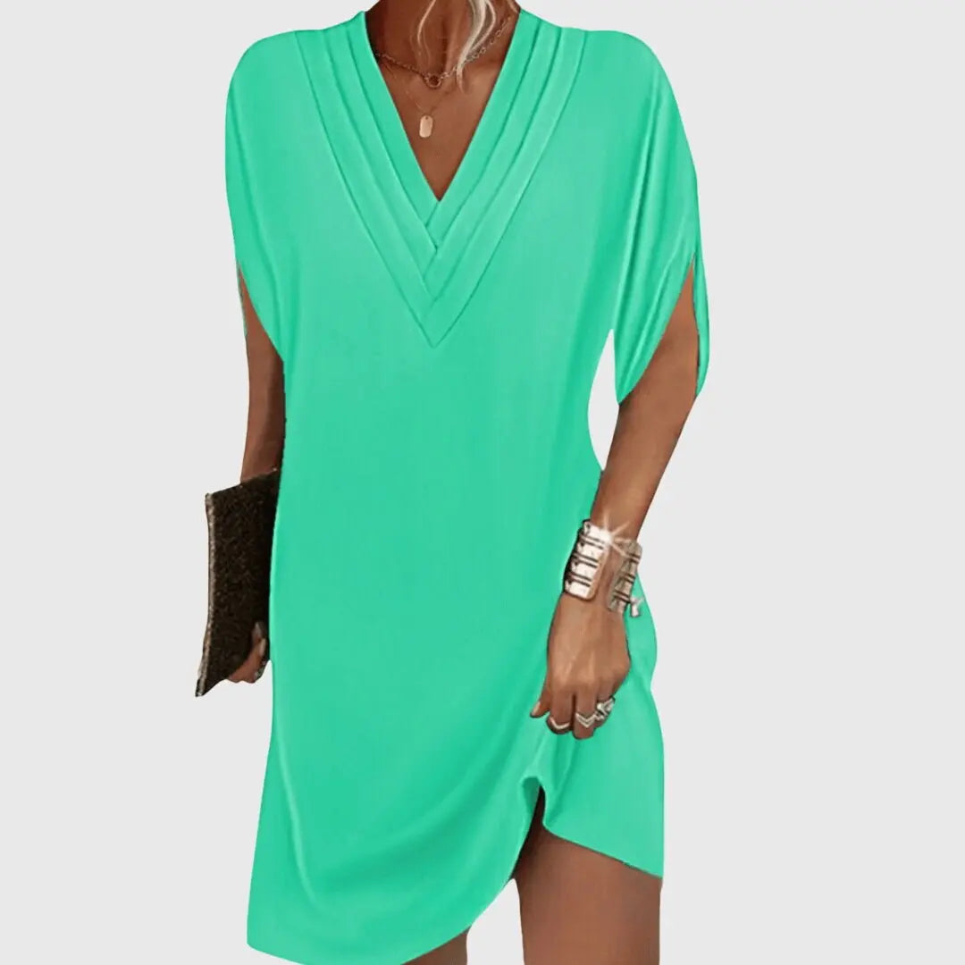 Women's Wrap Dress V-Neck Short Sleeve Tummy Hide Midi - Bright Green